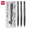 Caneta Pincel Deli Recarregável Ponta Fina Série HW200, Grande, Média, Pequena, Extra Fina, Caneta para Desenho de Linha, Caneta Caligráfica Suave, Atacado