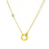 Kajia One Círculo Un Diamante Doble Cadena Pulsera de Un Solo Diamante Acero de Titanio Dorado Nuevo Pulsera para Mujer traje Collar Nueva Joyería
