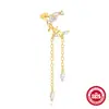 Brincos de Prata Esterlina S925 Clássicos com Franja de Estrela e Lua Diamantada Brincos Estilo Coreano Design de Nicho Brincos Elegantes para Mulheres