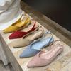 Sapatos de Bico Fino Baixo Estilo Francês para Noite para Mulheres Novo Estilo com Saia Sandálias Amarelas Fio de Fada para Mulheres Verão