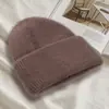 Chapéu Feminino de Inverno Estilo Coreano Tendência Versátil para Outono e Inverno, Novo Chapéu de Lã Grossa com Pelo de Coelho e Logo Personalizado