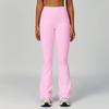 Calça Esportiva Zechuang Nude Boca de Sino Color Block Cintura Alta Secagem Rápida Perna Larga Longa Esportes Corrida Fitness Micro Flare Calça 9238