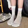 Calcetines Blancos Calados para Mujer, Calcetines Finos de Media Pantorrilla para Primavera y Verano, Calcetines Holgados Sin Costuras, Calcetines de Media Pantorrilla Transpirables Estilo Japonés