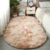 Alfombra Ovalada de Seda y Lana Transfronteriza Teñida a Mano Manta Larga de Terciopelo Manta para Mesita de Noche de Dormitorio Felpudo Decorativo para Vestidor Etiquetado