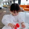 Conjunto para Niñas con Top de Encaje con Mangas Abullonadas y Peto de Mezclilla, Nueva Moda de Otoño para Exportación, Ropa Infantil, Edades 3-8