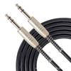 Cable de audio estéreo de 6,35 mm para guitarra eléctrica, cable grande de audio de tres núcleos y doble canal, cable de audio para guitarra.