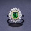 Nuevo Lujo Diamante Completo Color Dividido Simulación Esmeralda Color Turmalina Tesoro Anillo de Apertura Femenino Celebrante en Línea Joyería en Vivo