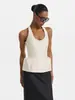 2026 Novo Estilo Europeu e Americano Amazon Gola Halter Gola Curva Sem Mangas Slim Fit Estrutura de Espinha de Peixe Costura em Linha Top Curto