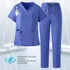 Roupas de trabalho personalizadas para mulheres nas áreas médica e de beleza, técnicas, médicas e enfermeiras; conjuntos separados de manga curta e calça comprida para homens e mulheres