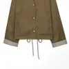 2026 Nueva Chaqueta de Estilo Europeo y Americano para Mujer con Cuello Alto tipo Chimenea, Manga Larga Holgada con Dobladillo Ajustable con Cordón, Chaqueta Versátil Estilo Ropa de Trabajo
