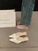 Rosa Névoa Rosa! Bico Fino Gentil Salto Fino Meia-sapatilha Feminina Primavera 2025 Sandálias de Malha Fashion