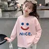 Camiseta Longa da Moda Estilo Coreano Nova para Crianças de Outono e Primavera, Algodão Puro, para Crianças Maiores e Meninas Pequenas, Camiseta de Base
