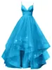 Vestido de noche largo para mujer, de comercio exterior, escote en V profundo con tirantes, falda abullonada, ceñido a la cintura, color liso, bajo irregular, suministro para estación internacional