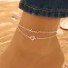 Nova tendência de joias para os pés femininas simples europeias e americanas decoração de pé de praia moda tornozeleira dupla de estrela de cinco pontas fabricantes atacado