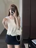 Efecto Blanqueador y Antienvejecimiento, Dobladillo Elegante con Botones Laterales, Tejido Fresco al Tacto, Top Delgado de Manga Corta para Mujer, Novedad de Verano 26, H062202