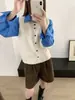 Colete Cardigan de Tricô Cinza para Mulheres, Novo Estiloso e Fashion 2026 Jaqueta Colete Suéter de Caimento Solto