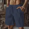 Pantalones Cortos Deportivos de Algodón y Lino Transpirables Hip-Hop para Hombre, Modernos y a la Moda, Color Sólido, Sencillos, Finos, Casuales