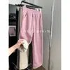 Otoño e Invierno 2024/Acolchado de Forro Polar Engrosado Cálido Cintura Alta Recto Pierna Ancha Pequeña Pantalones Deportivos Casuales Simples de Cintura Alta para Mujer