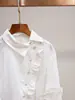 Shenzhen Nanyou roupa feminina de ponta novo design estilo francês lapela orelha de madeira carcela enviesada manga comprida abotoamento simples camisa saia