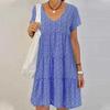 Vestido de verano europeo y americano de 2022, nuevo, Amazon Wish, talla grande, ajustado, de manga corta y cuello en V para mujer
