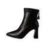 Botines de Tobillo Nuevos de Tacón Alto Puntiagudos Estilo Coreano Vintage para Mujer, Otoño/Invierno 2026, Botas de Moda con Tacón Grueso y Cierre Trasero