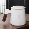 Copo de Água Cor de Jade com Separação de Água e Chá, Copo de Escritório, Copo de Cerâmica para Infusão de Chá, Caneca Personalizada, Porcelana Branca de Grande Capacidade
