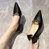 2026 Verão Novo Estilo Fada Versátil Sapatos para Todas as Estações Salto Alto Salto Médio Bico Fino Salto Bloco Combinando com Saia Sapatos Individuais Femininos