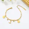Pulsera Redonda de Acero de Titanio Hip-Hop Personalidad Moda 26 Letras Celebridad de Internet Ins Estilo Minimalista Mejor Amigo Estudiante Pulsera Venta al por Mayor