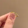 Anillo de trébol de hielo picado dorado para mujer, diseño de nicho, lujo ligero francés, moderno, único, anillo versátil