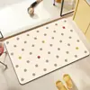 Tapete de Banheiro Cor Sólida com Bolinhas em Terra de Diatomáceas Estilo Coreano, Tapete para Pés Antiderrapante Absorvente para Box de Banheiro, Tapete de Porta de Secagem Rápida