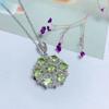 Nuevo Colgante de Olivino Natural Fresco y Elegante Collar Hueco con Patrón de Platino Chapado en Plata 925 Limpio