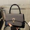 Piel de Vaca Curtida al Vegetal Capa Superior Bolso de Hombro Cruzado Casual Cubierta Tendencia Color Sólido Gran Capacidad Bolsa de Compras Tote con Candado
