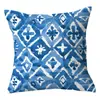 Nueva funda de almohada de felpa geométrica azul para exteriores para uso en el hogar, diseño de funda de cojín para sofá de tela, exclusivamente para ventas transfronterizas