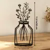 Decoración de jarrón de línea metálica de 3 piezas para mesa de comedor y sala de estar, decoración artística para el hogar, adorno de pared de fondo 2D creativo
