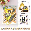 Bandera de feliz cumpleaños con letras de coche de ingeniería, suministros de decoración para fiestas, pancarta, juego de tarjetas para pastel