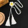 Cinturón Trenzado de Perlas con Borlas, Estilo Coreano, Versátil, Nudo de Lazo Decorativo Simple, Adecuado para Vestidos y Faldas