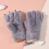 Nuevos Guantes de Felpa con Garra de Gato y Pata de Conejo de Estilo Coreano para Mujer, de Dedos Completos, Terciopelo Espesado, Lindos, para Adultos y Estudiantes, Pata de Oso, para Mantener el Calor