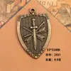 Acessórios para colar masculino DIY Pingente de escudo de cavaleiro britânico Pingente de liga Acessórios vintage Insígnia de periférico de jogo