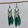 Brincos de Pena Boêmios Europeus e Americanos, Brincos de Franja Estilo Étnico Exagerado Retrô para Feriados, Acessórios de Viagem de Yunnan para Mulheres