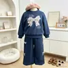 Conjunto de Moño para Niñas 2026 Nuevo Conjunto de Sudadera y Pantalón de Chándal para Primavera y Otoño para Niñas, Ropa Deportiva Linda de Dos Piezas para Niños