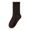 Nuevos Calcetines para Mujer 2025 Otoño e Invierno Básicos de Color Sólido Algodón Calcetines para Pantorrilla Borde Enrollado Canalé Media Caña Calcetines Holgados Mujer
