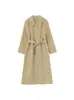 Moda casual nueva Otoño 2026 abrigo de lana negro, elegante abrigo de lana doble faz para mujer, de longitud media