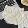 5024 Calzones de Encaje Sexy Estilo Francés Pantalones Cortos de Algodón Puro Grado 10A Antibacterianos de Cintura Media Braguitas para Mujer Estilo Chica Puro Deseo