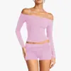 Camiseta de Yoga Transfronteriza para Mujer, Hombros Descubiertos, Manga Larga de un Hombro, Top Casual de Manga Larga para Deportes, Yoga, Pilates, Fitness
