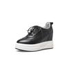 Zapatos Casuales de Cuero Genuino con Cuña de Suela Gruesa y Cordones 2025 Primavera Nuevos Zapatos de Plataforma Impermeables que Aumentan la Altura 10cm