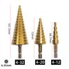 Juego de 10 Piezas Fengke de Brocas Escalonadas para Carpintería con Chaflán de Cinco Hojas, Punzón Dorado, Broca Pagoda, Serie Dorada Recubierta de Titanio
