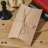Caixa travesseiro de papel Kraft com corda de cânhamo caixa de doces de casamento caixa de doces dobra de papel caixa de embalagem Kraft