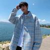 Abrigo estilo Chanel para hombre primavera y otoño cuadros de alta calidad marca de moda talla grande solapa de camisa guapo pareja chaqueta suelta