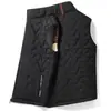 Colete de lã de cordeiro com grafeno para atacado transfronteiriço para homens, colete de algodão espesso e quente com forro de fleece preto e dourado, com gola alta