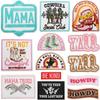 Sticker de Tela Bordado Llama Roja Rosa para Mujer Parche de Mezclilla Occidental Decorativo para Bolso Sombrero de Vaquero Guitarra Etiqueta Bordada